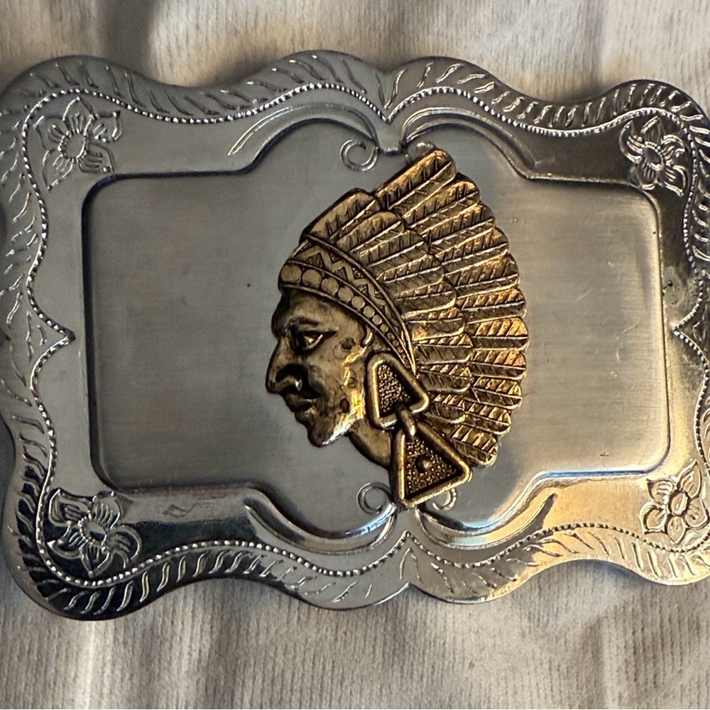 Silver and Brass Western Belt Buckle